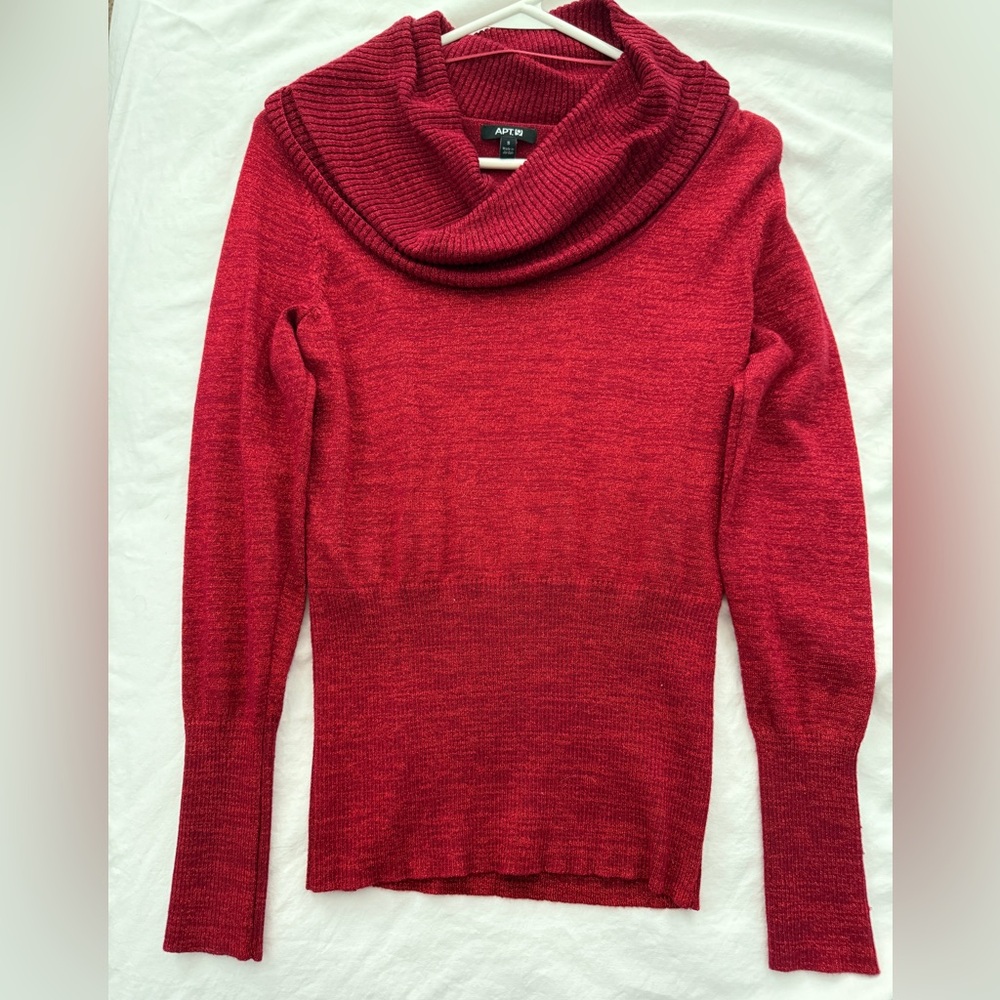 Apt 9 Red long sleeve, light weight, cowl neck, sweater top 
Size Small